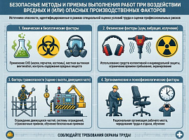 Безопасные методы и приемы выполнения работ при воздействии вредных и (или) опасных производственных факторов, источников опасности,  идентифицированных в рамках специальной оценки условий труда и оценки профессиональных рисков